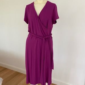 Talbots Magenta Belted Wrap Dress NWT sz 12p